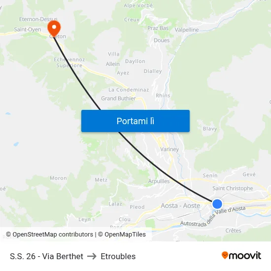 S.S. 26 - Via Berthet to Etroubles map