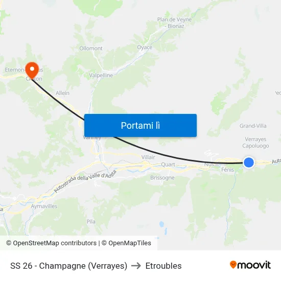 SS 26 - Champagne (Verrayes) to Etroubles map