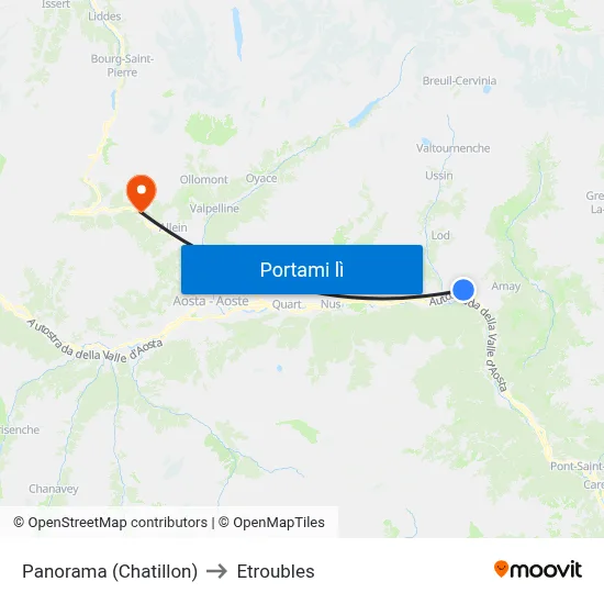 Panorama (Chatillon) to Etroubles map