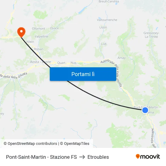 Pont-Saint-Martin - Stazione FS to Etroubles map