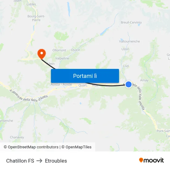 Chatillon FS to Etroubles map