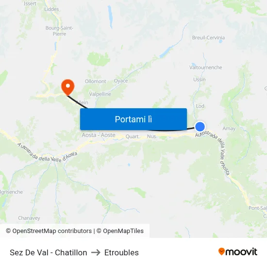 Sez De Val - Chatillon to Etroubles map