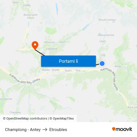 Champlong - Antey to Etroubles map