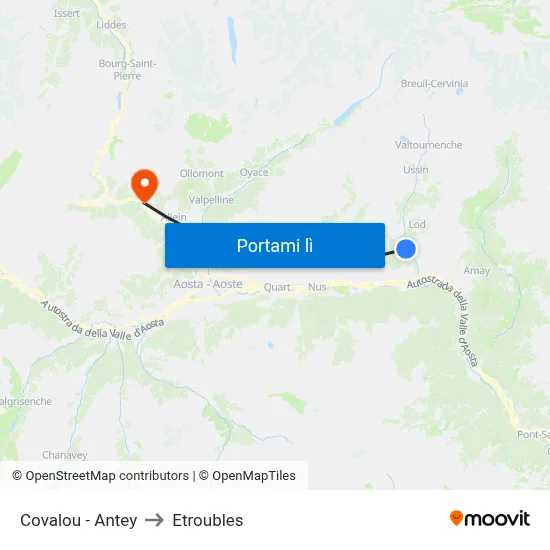 Covalou - Antey to Etroubles map