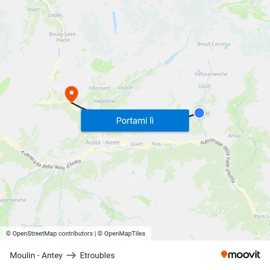 Moulin - Antey to Etroubles map
