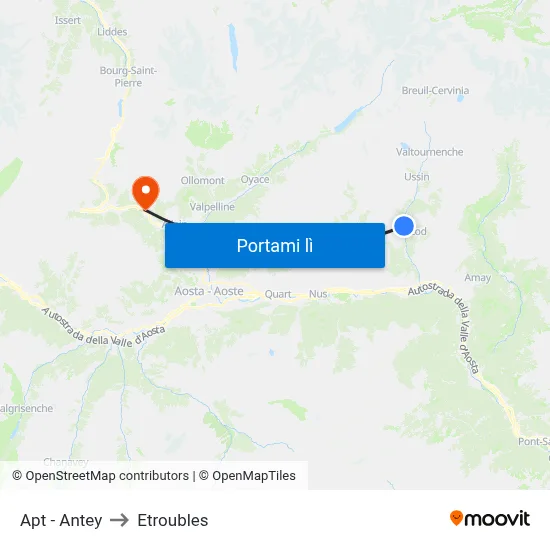 Apt - Antey to Etroubles map