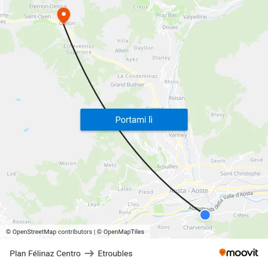 Plan Félinaz Centro to Etroubles map