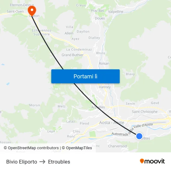 Bivio Eliporto to Etroubles map