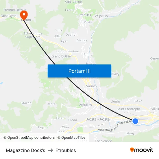 Magazzino Dock's to Etroubles map