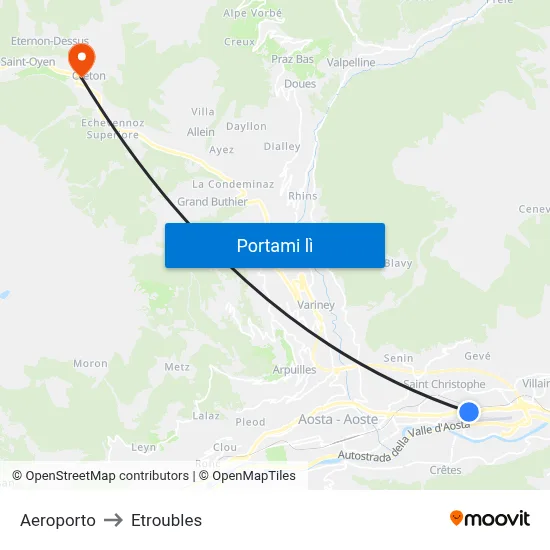Aeroporto to Etroubles map