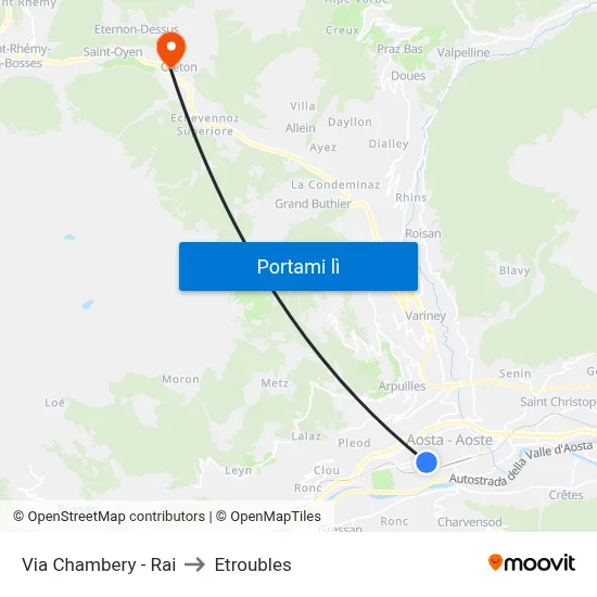 Via Chambery - Rai to Etroubles map