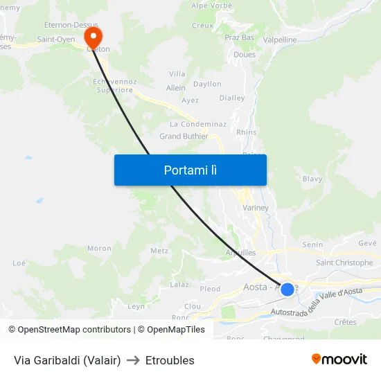 Via Garibaldi (Valair) to Etroubles map