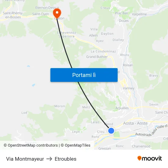 Via Montmayeur to Etroubles map