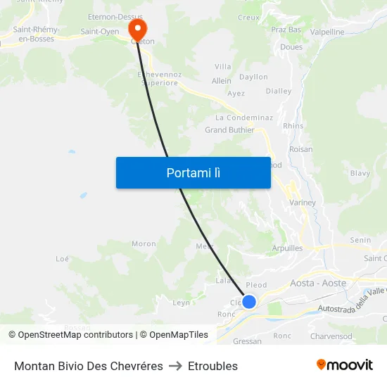 Montan Bivio Des Chevréres to Etroubles map