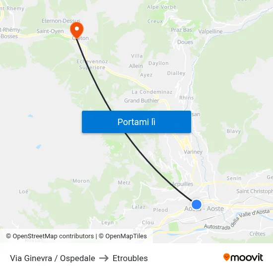 Via Ginevra / Ospedale to Etroubles map
