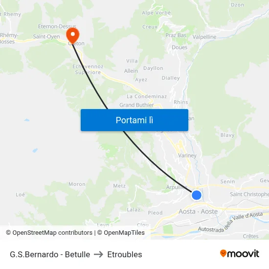 G.S.Bernardo - Betulle to Etroubles map