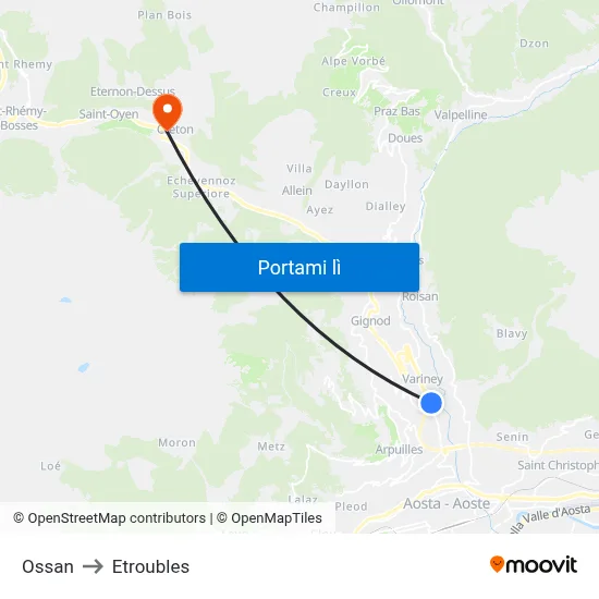 Ossan to Etroubles map