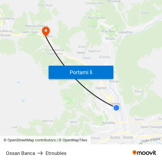 Ossan Banca to Etroubles map