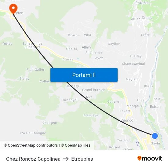 Chez Roncoz Capolinea to Etroubles map