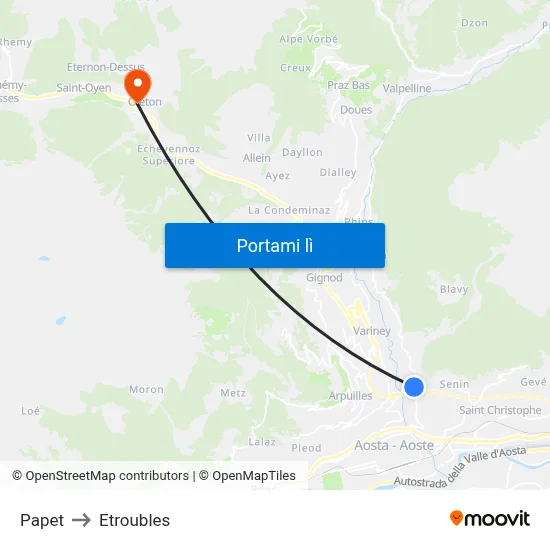 Papet to Etroubles map