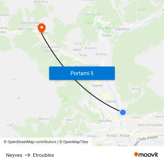 Neyves to Etroubles map