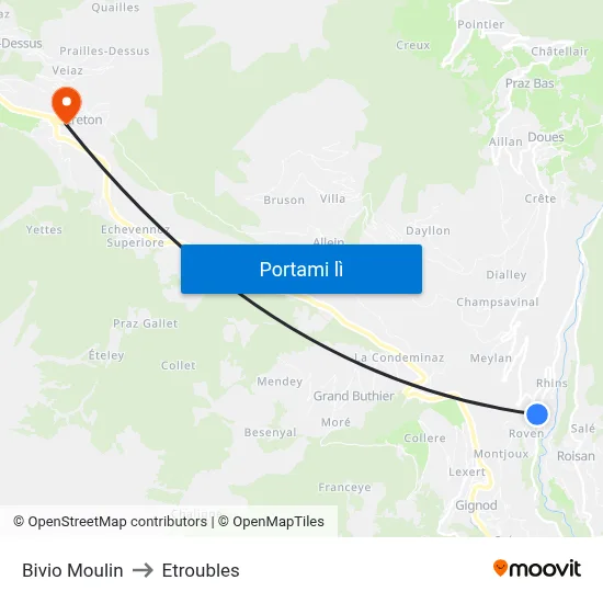 Bivio Moulin to Etroubles map