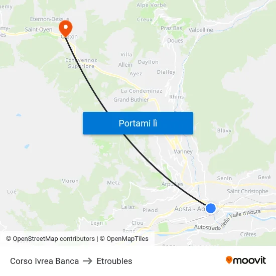 Corso Ivrea Banca to Etroubles map