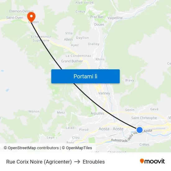 Rue Corix Noire (Agricenter) to Etroubles map