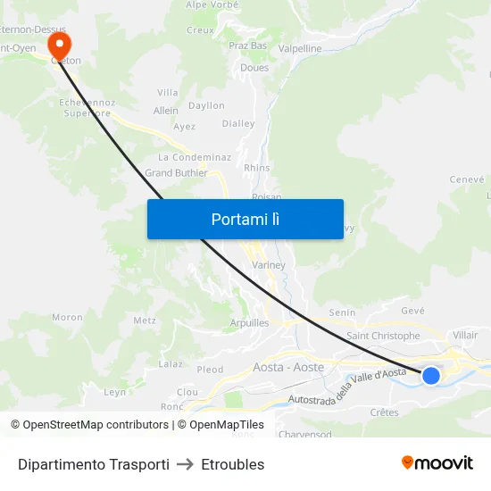 Dipartimento Trasporti to Etroubles map