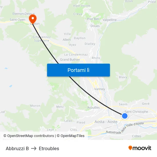 Abbruzzi B to Etroubles map
