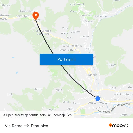 Via Roma to Etroubles map