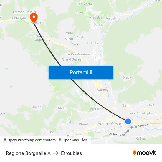 Regione Borgnalle A to Etroubles map