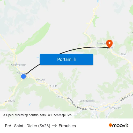 Pré - Saint - Didier (Ss26) to Etroubles map