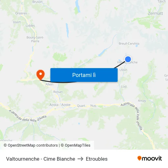 Valtournenche - Cime Bianche to Etroubles map