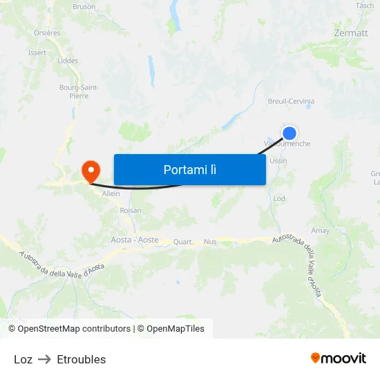 Loz to Etroubles map