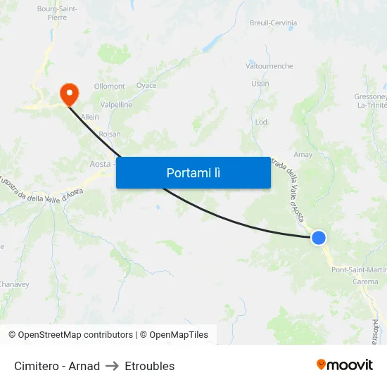 Cimitero - Arnad to Etroubles map