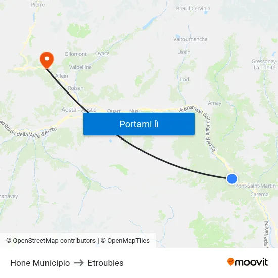 Hone Municipio to Etroubles map