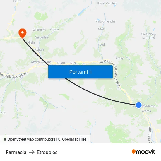 Farmacia to Etroubles map