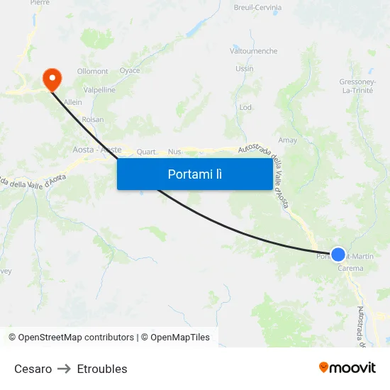 Cesaro to Etroubles map