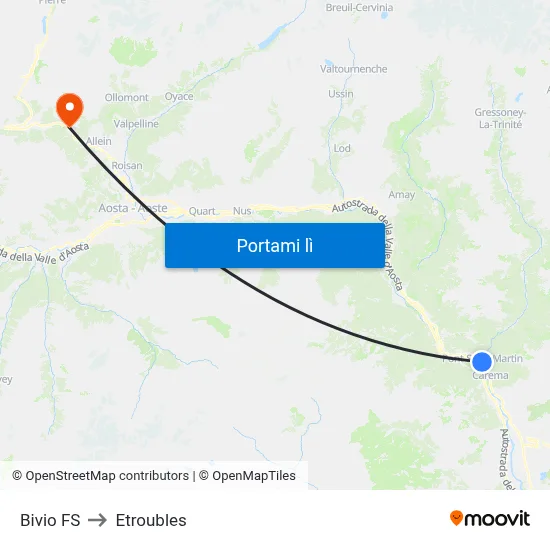 Bivio FS to Etroubles map