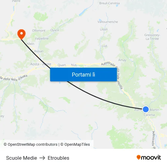 Scuole Medie to Etroubles map