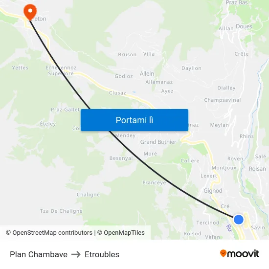 Plan Chambave to Etroubles map