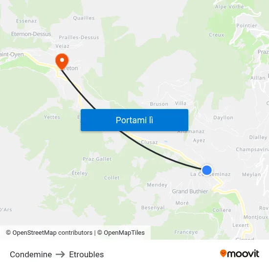 Condemine to Etroubles map