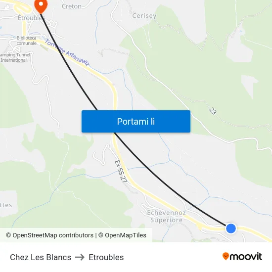 Chez Les Blancs to Etroubles map