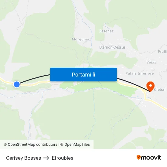 Cerisey Bosses to Etroubles map