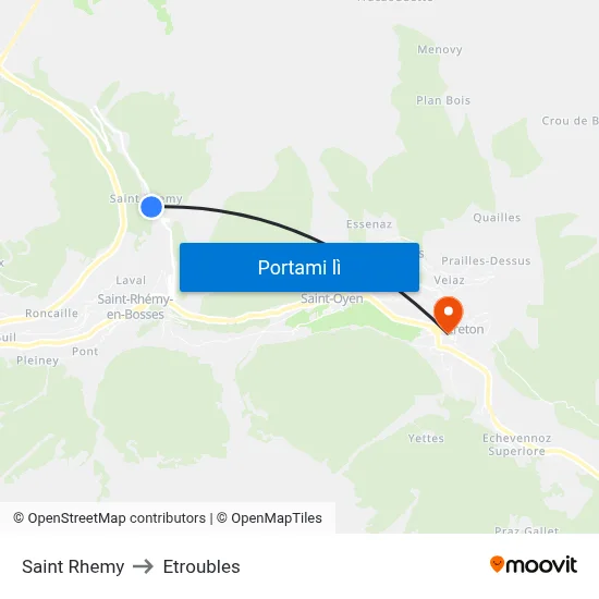 Saint Rhemy to Etroubles map