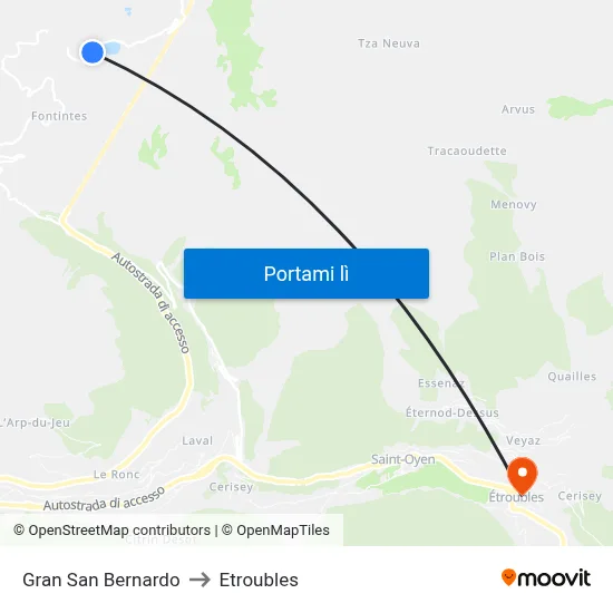 Gran San Bernardo to Etroubles map