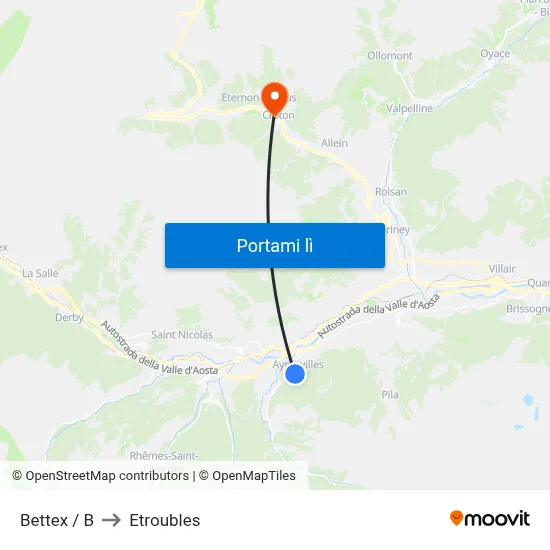 Bettex / B to Etroubles map