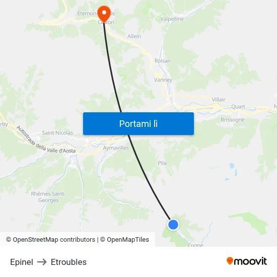 Epinel to Etroubles map