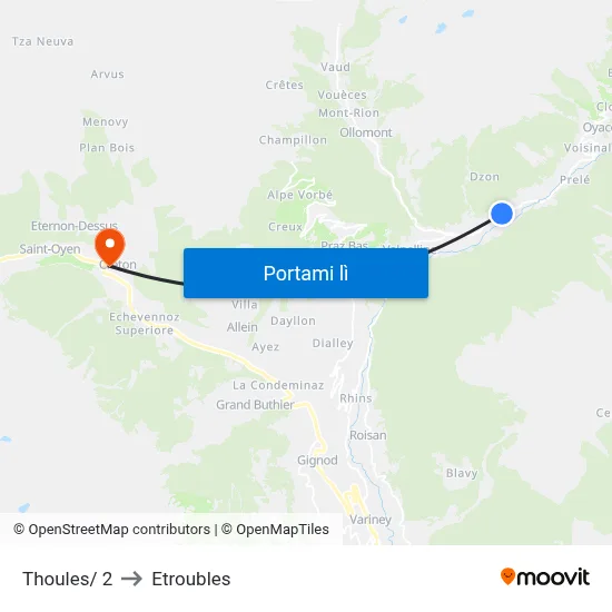 Thoules/ 2 to Etroubles map